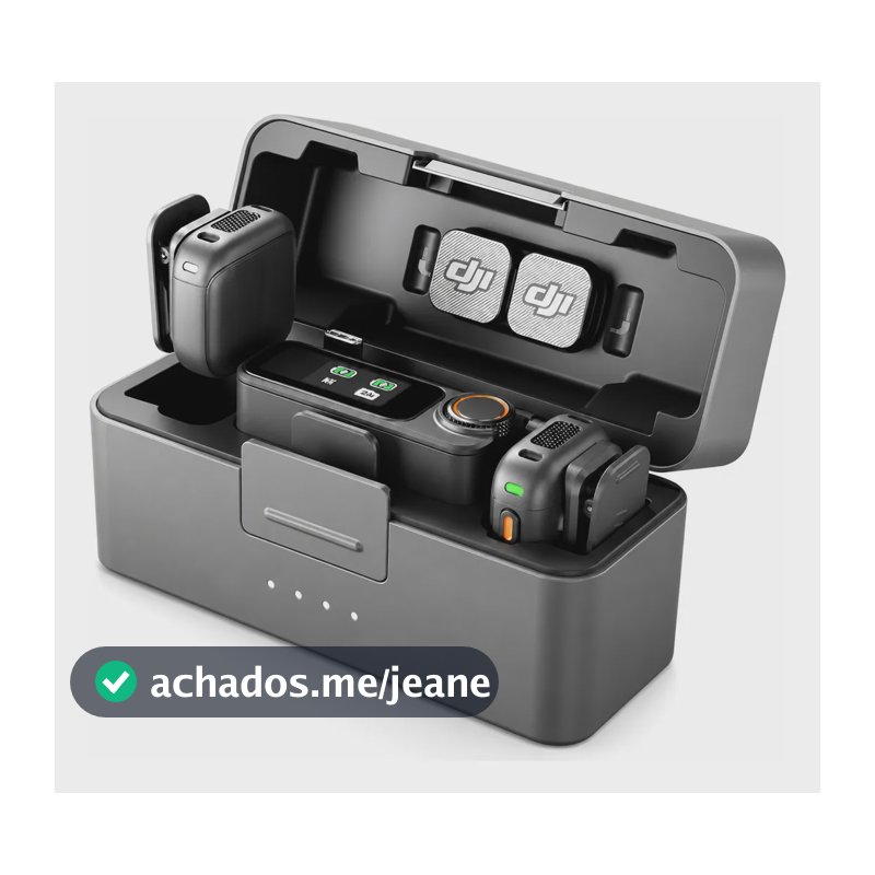 Dji Mic 3 2tx + 1rx Case Carregador Original Nf Microfone Preto