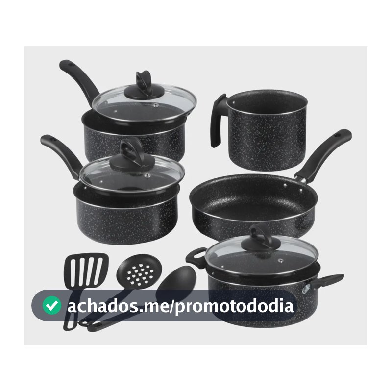 Conjunto De Panelas Antiaderente 5 Peças + Kit Espátulas Preto