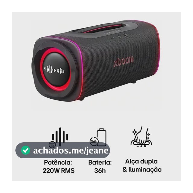 Caixa de Som LG Boombox Speaker XBOOM Blast 220W Bluetooth, Bateria 36h e IP68