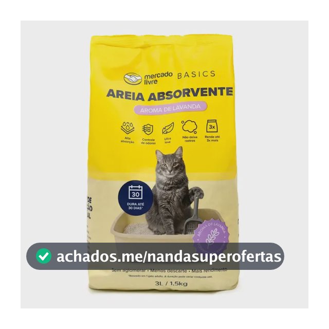 Areia Sanitária Gatos Lavanda 1,5Kg Mercado Livre Basics