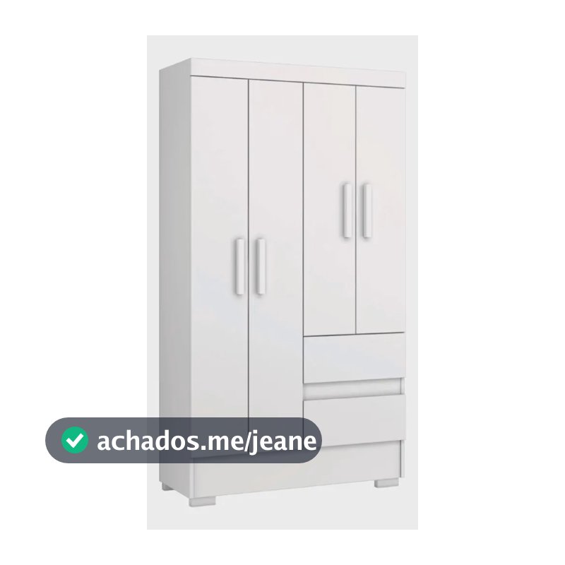 Guarda Roupas Solteiro Juvenil 4 Portas 2 Gavetas Branco Coimbra Aramóveis