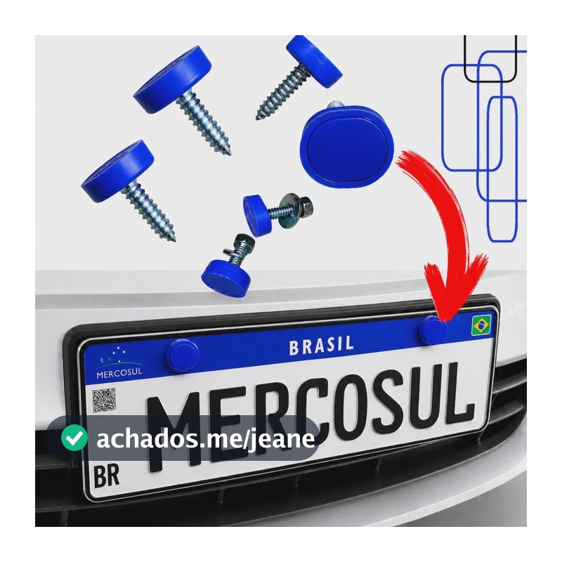 Kit 16 Peças Lacre Parafuso Placa Mercosul Automovel E Moto Azul