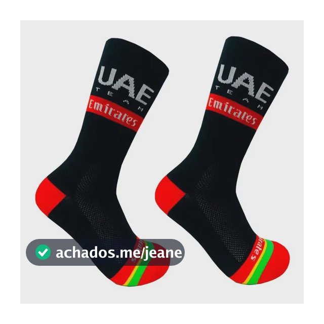 Meias Ciclismo Uae Preta Compressão Média  Preto U