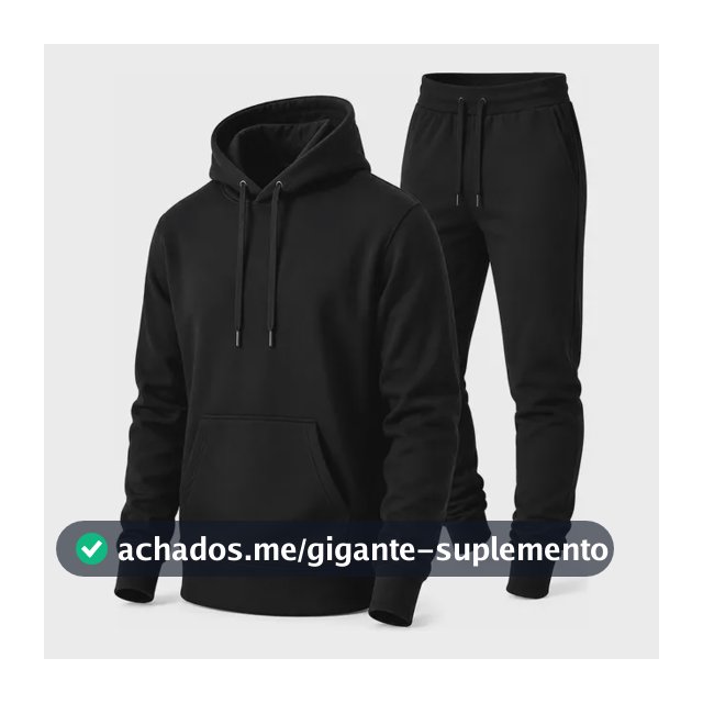 Conjunto Calça E Blusa De Moletom Liso Masculino Unissex M Preto