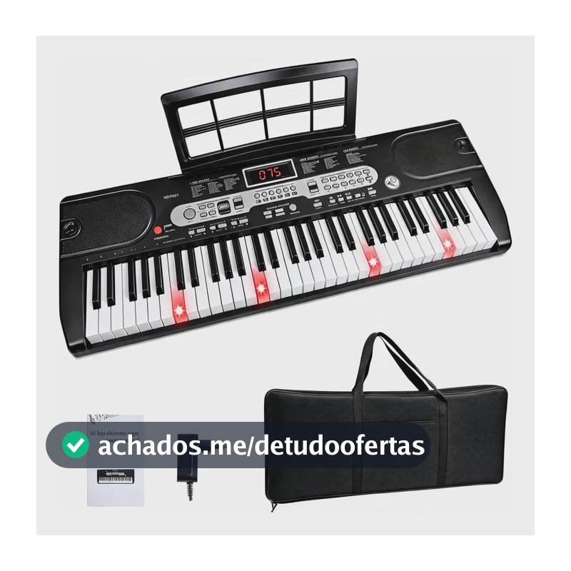 Vedo Piano Elétrico De Indução De 61 Teclas Para Iniciantes 6v Preto