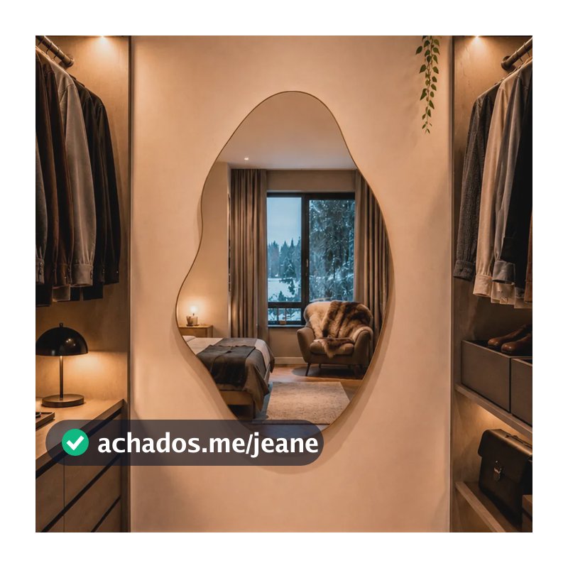 Espelho de Banheiro Formato Orgânico Espelho Lapidado de Parede Espelho para Quarto Sala Closet Espelho Decorativo 55x75cm Espelho Minimalista para Lavabo Hall de Entrada Espelho Irregular Arquitetura