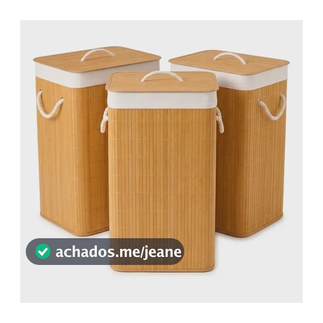 Cesto Roupa Suja Bambu Grande Tampa Alça De Bambu 50 Ou 70 L Bege 3 Cestos / 50 Litros