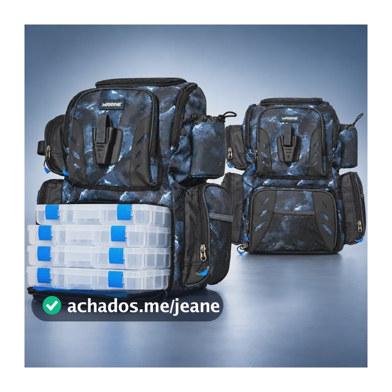 Bolsa Pesca Marine Frontier  M-f27c 27l C/4 Caixa - Mochila Azul/preto