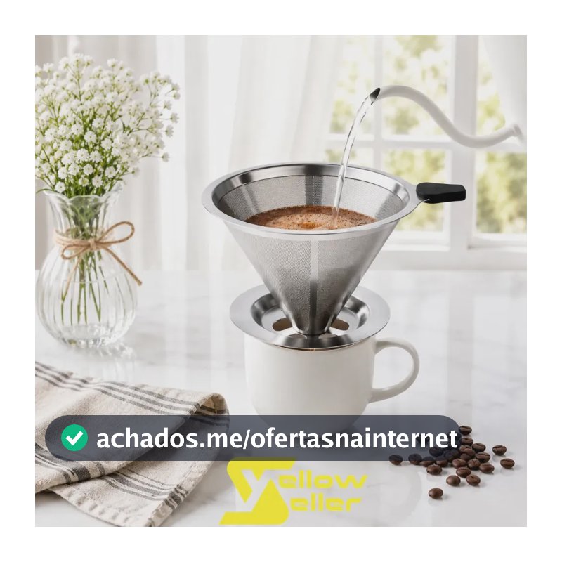 Filtro Coador De Café Inox 103 Reutilizável Permanente Aço Inoxidável Ecológico Não Necessita Uso De Papel Yellow Seller