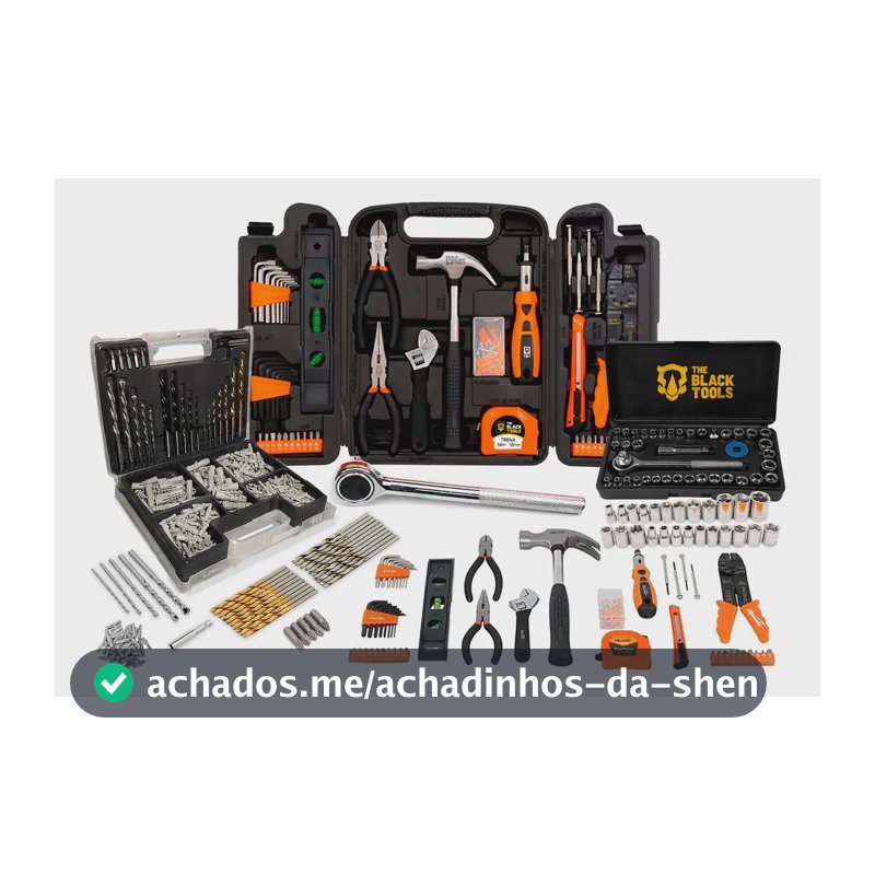 Kit Jogo De Ferramentas 129 Peças Com Jogo De 40 Soquetes Chaves E Kit 300 Peças Brocas E Buchas The Black Tools