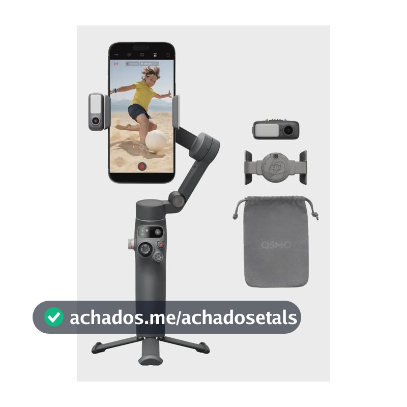 DJI Osmo Mobile 7P para celulares, iPhone e Android, rastreamento nativo, iluminação, estabilizador de 3 eixos, inicialização rápida, edição com um toque, braço extensível - DJI132