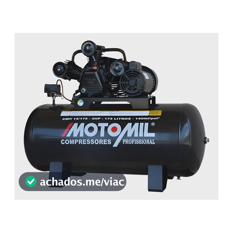 Compressor De Ar Profissional 15 Pés 3,0hp 175 Litros Bivolt Preto 127/220v 60 Hz Monofásica
