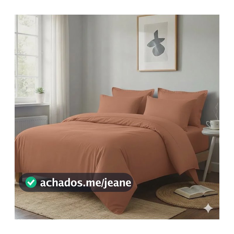 Capa De Edredom Solteiro 400fios Micropercal Zíper Duvet Cor Terracota