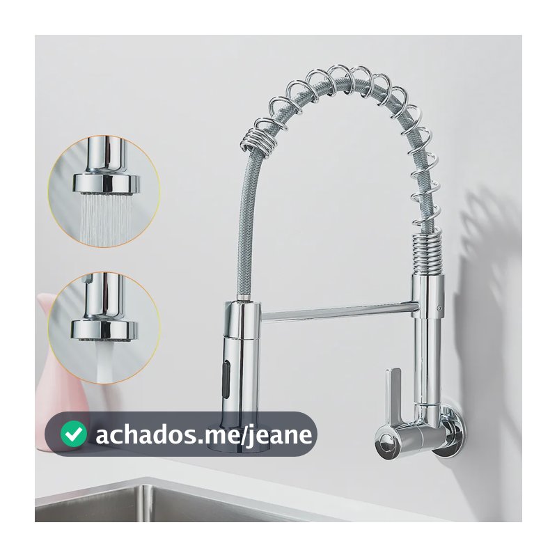 Torneira Pia Cozinha Parede Gourmet Água Fria Cromado Prateado 2 Cromado 2