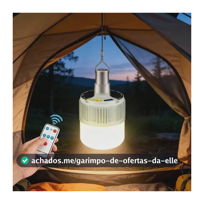 Lâmpada Camping Lampião Led Potente Recarregável Acampamento Branco 127/220v