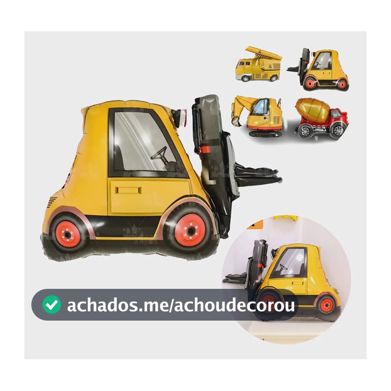 Balão Caminhões Gigantes, Balão Metalizado Caminhão 75cm Cor Empilhadeira