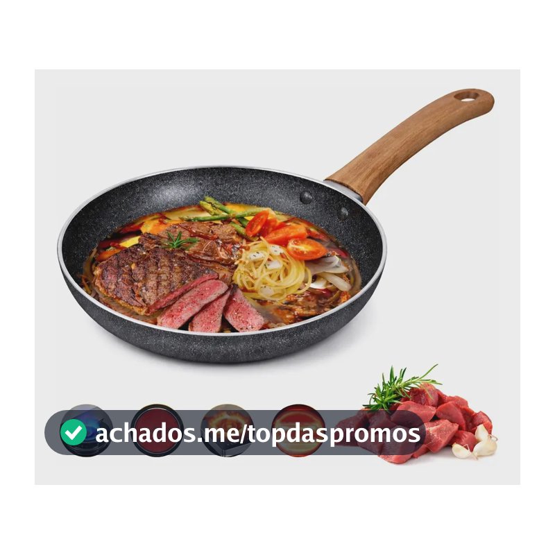 Frigideira Antiaderente 28cm Fogão Fogo Cooktop Gás Preto