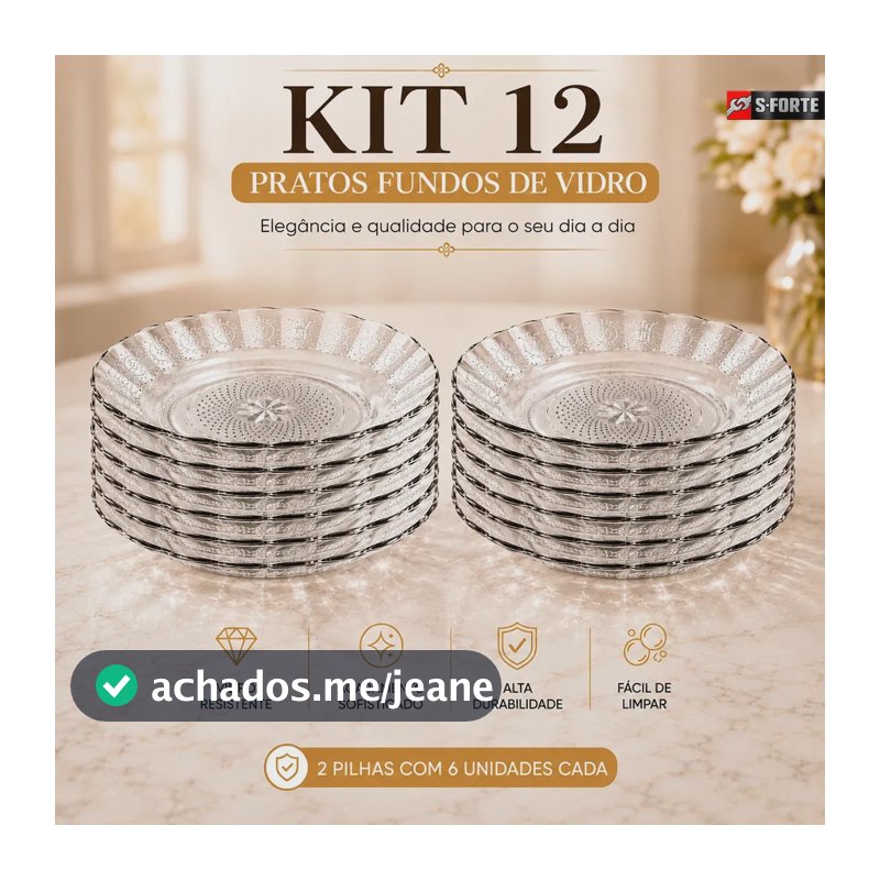 Kit 12 Prato Fundo De Vidro Transparente Estrela Para Restaurantes Servir Sopas Caldos Risotos E Massas
