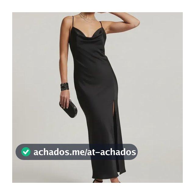 Vestido Midi Feminino Fenda Slip Dress Gola Degâge Costa Nua