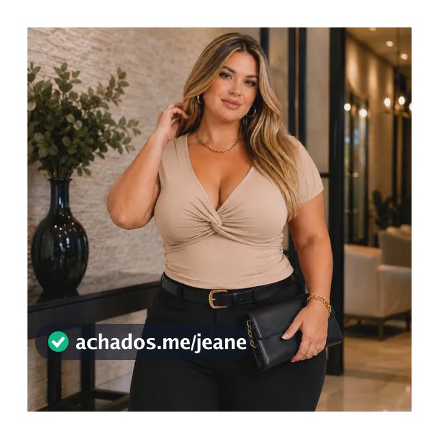 Blusa Plus Size Feminina Decote V Nó Frontal Suplex Premium