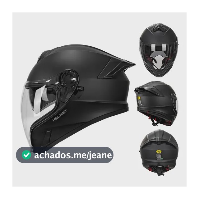 Capacete Moto Fechado Alta Qualidade Edição Limitada Design Ergonômico Preto Fosco + Viseira Dupla