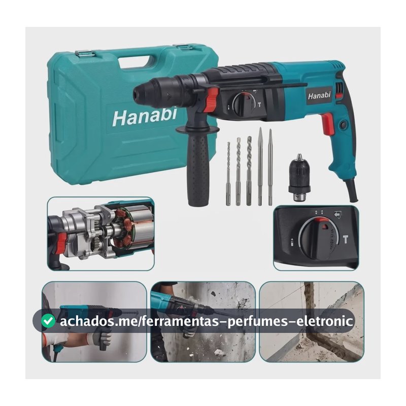 Martelete Perfurador Rompedor Profissional 1300w 2.8j Hanabi Azul-petróleo 220v 60