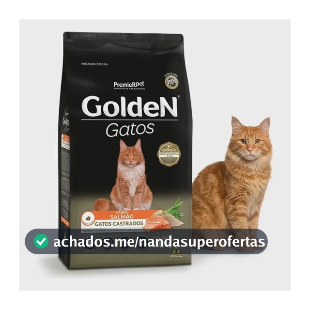 Ração Golden Gatos Castrados Salmão 10kg Alta Aceitação