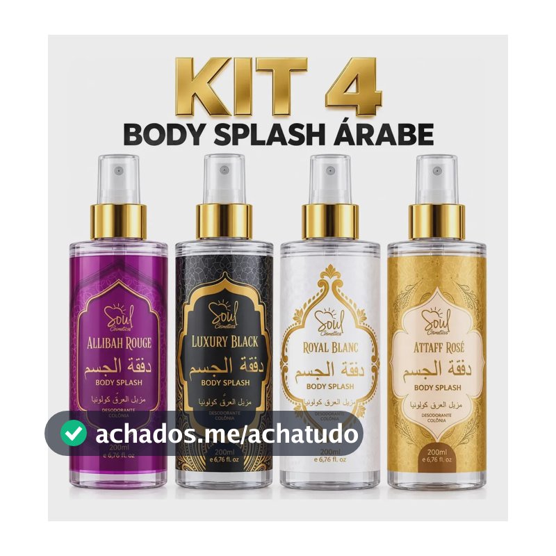 Kit4 Body Splash Feminino Àrabe Importado 200ml,alta Fixação