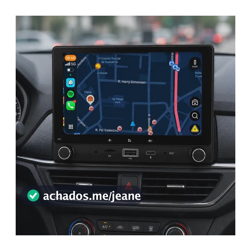 Multimídia Auto 7 Pol 1 Din Espelha Carplay Androidauto Preto