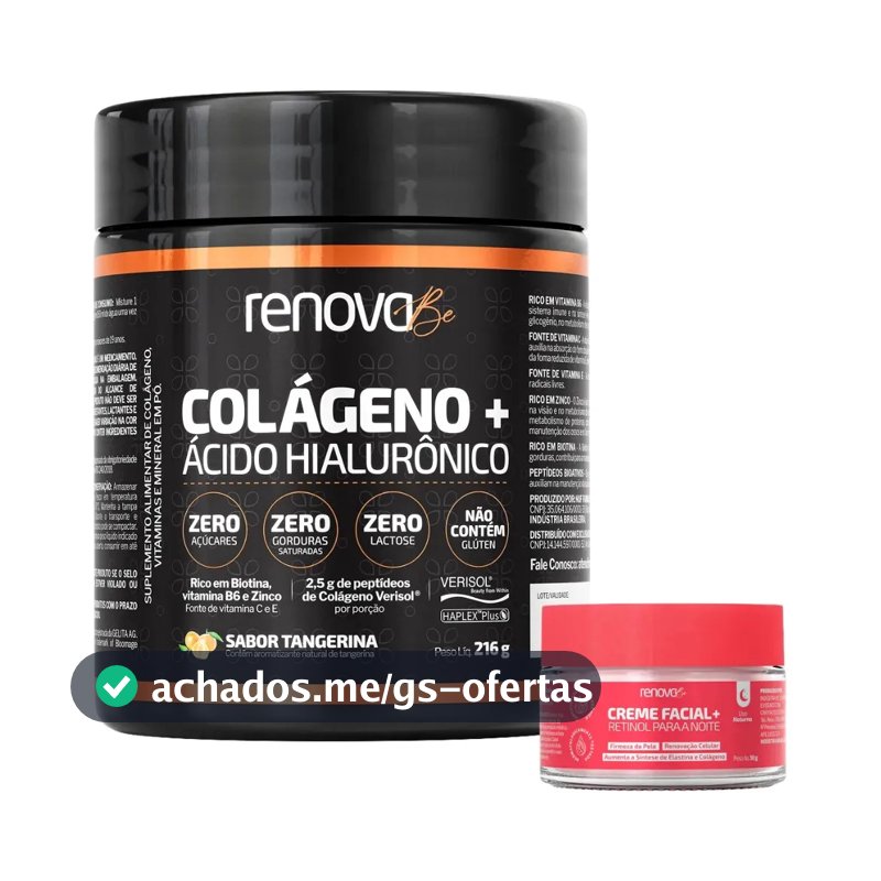 Acido hialuronico Haplex Plus Renova Be Colágeno Verisol com em pó sabor Tangerina x 215g 2 un