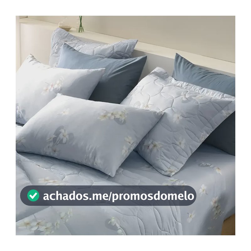 Jogo De Cama Casal 100% Algodão Jasmim 4 Peças Azul Karsten