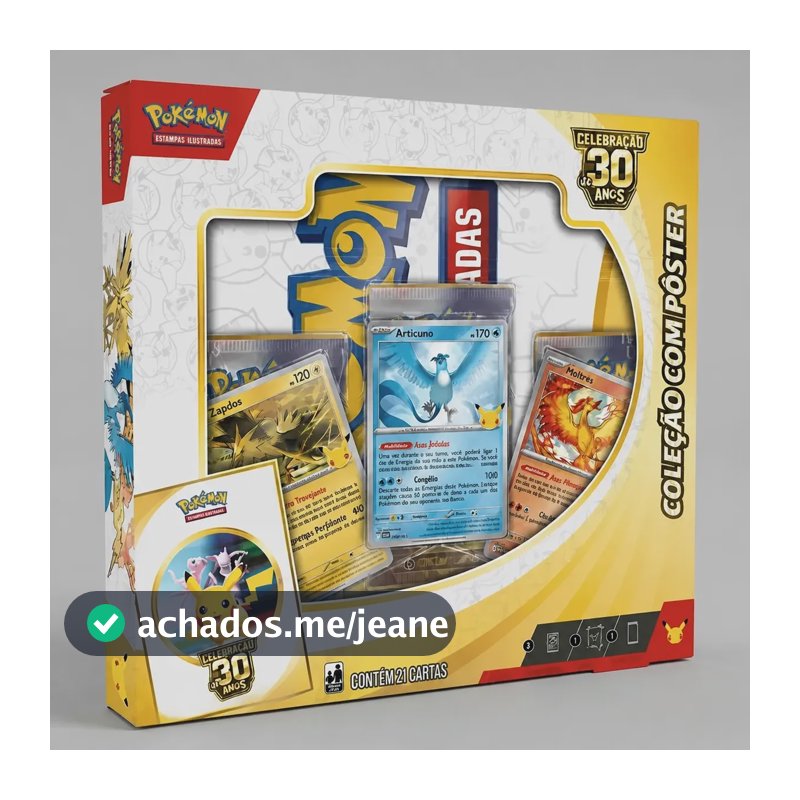 Pokemon Celebração 30 Anos Coleção Com Poster 21 Cartas Português