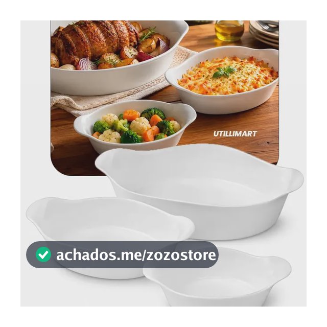 Marinex Conjunto De Assadeiras Oval Opaline Branco Jogo De Travessas 3 Peças Branco Utillimart