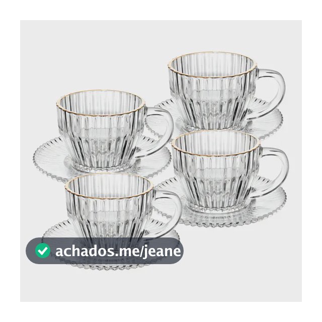 Jogo 4 Xícaras Café 110ml Borda Dourada Imperatriz Wolff