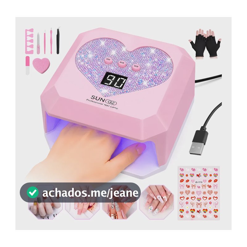 Cabine De Secagem Uv Led 88w Profissional Para Unhas De Gel Rosa