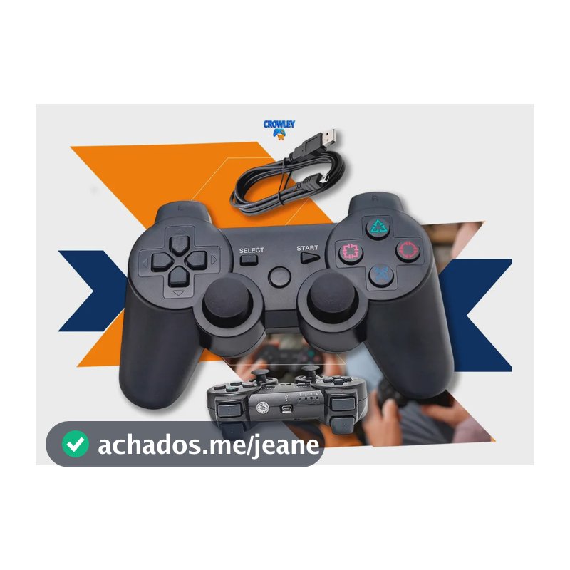Controle Sem Fio Para Ps3 Joystick Manete Com Cabo Carregador - CROWLEY
