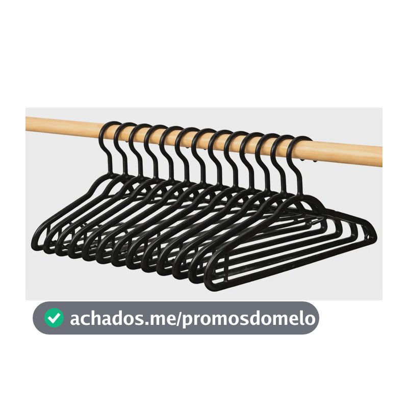 Kit com 20 Cabides Antideslizantes Pretos para Adultos, de Plástico Reforçado