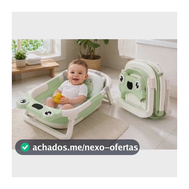 Banheira Bebe Dobrável Com Termômetro Verde Almofada Infantil Kids Suporte Banheirinha Chuveirinho Calor Ofurô Criança