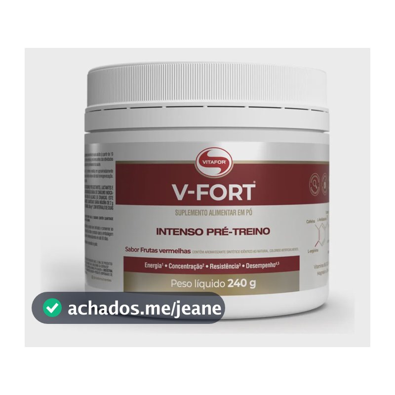 Suplemento V-fort Pré-treino Frutas Vermelhas 240g Vitafor Frutas Vermelhas