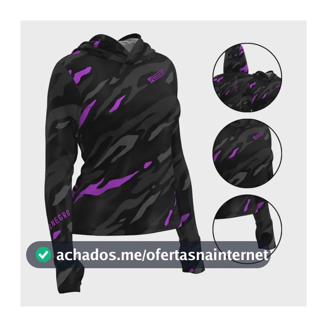 Camisa De Pesca Feminina Xprotection C/ Capuz Luva Mar Negro