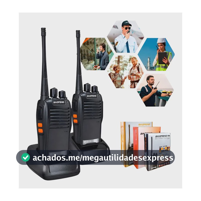 Baofeng Kit 2 Comuncador 16 Ch 12km Baofeng 777s Ht Cor Preto