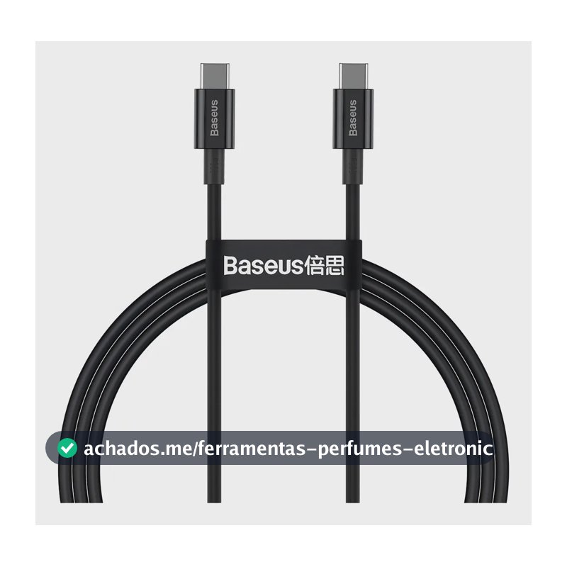 Cabo Turbo Usb-c P/ Usb-c Baseus Superior Series 100w 1m Cor Preto