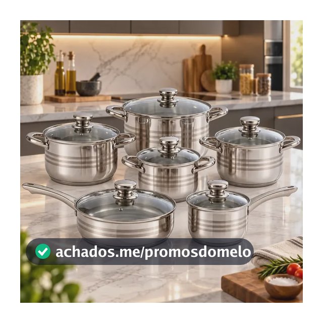 Jogo De Panelas Francesas Galya 12 Peças Aço Inoxidável Prateado