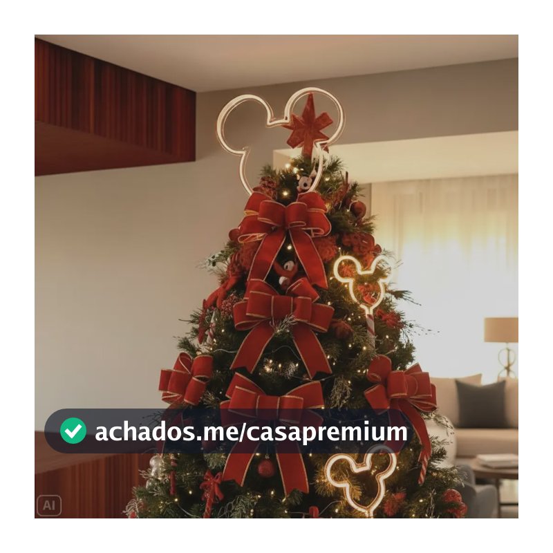Cabeça Mickey Led Neon Para Árvore De Natal Décor 40 Cm Led Quente Rato