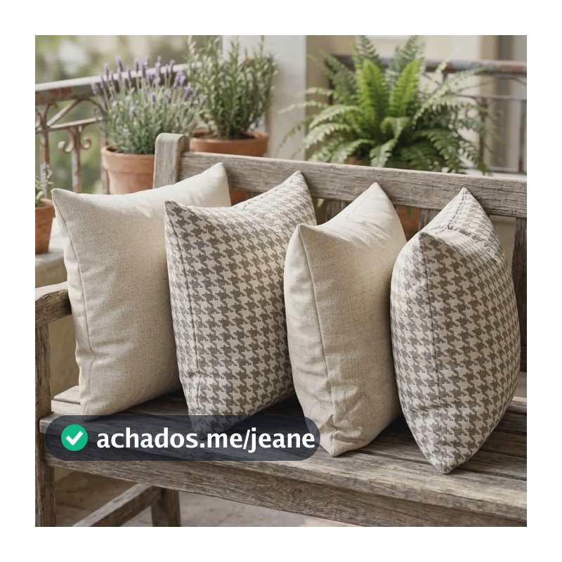 Kit 4 Capas Almofadas 45x45 Labirinto Egípcio Bege Cru Luxo Bege Pied De Poule