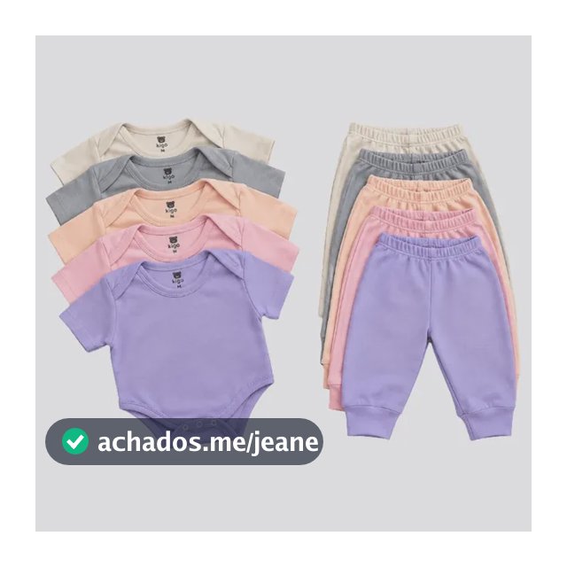 Kit 10 Peças Bebê Body M. Curta E Mijão Liso Menino Menina