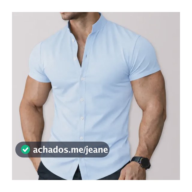 Camisa Masculina Social Manga Curta Slim Premium Gola Padre