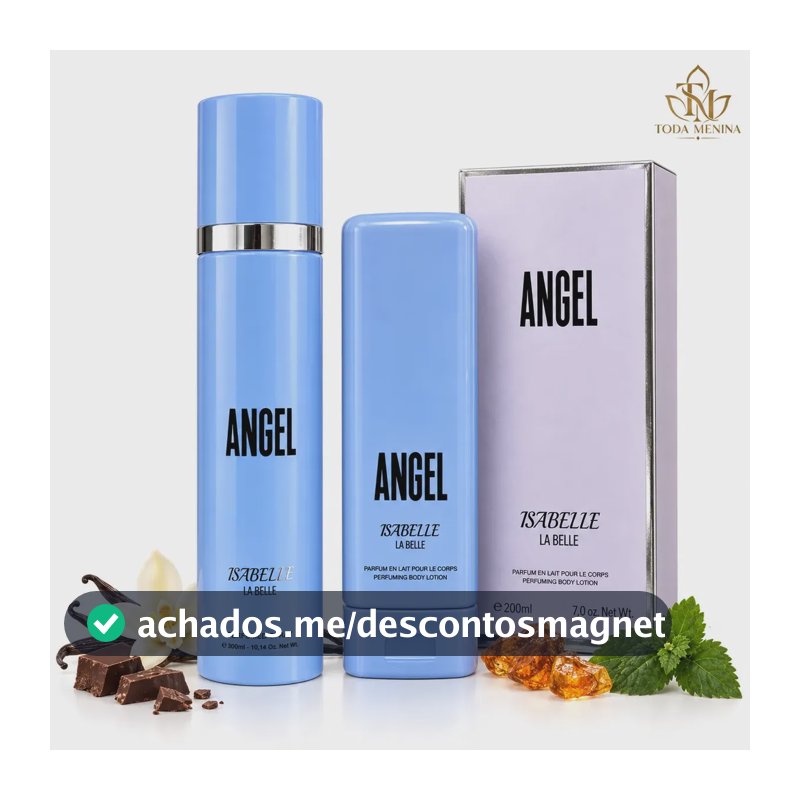 Kit Perfume em Spray Body Splash Angel 300ml + Creme Hidratante Corporal Angel 200ml - Isabelle La Belle