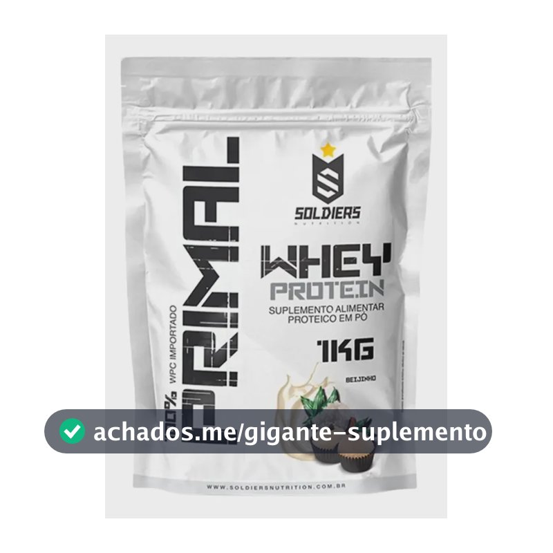 Whey Protein Primal 1kg Sabor Beijinho Soldiers Nutrition Pós Treino Recuperação Suplemento Proteína