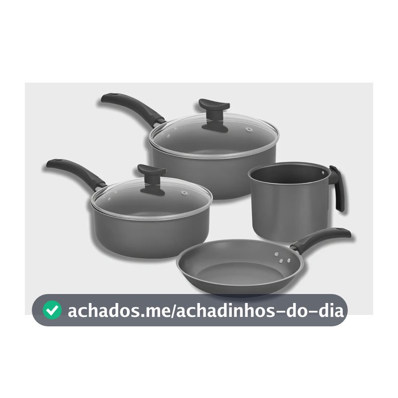 Jogo de Panelas Antiaderente 4 Peças Aluminio Fort-lar Cinza